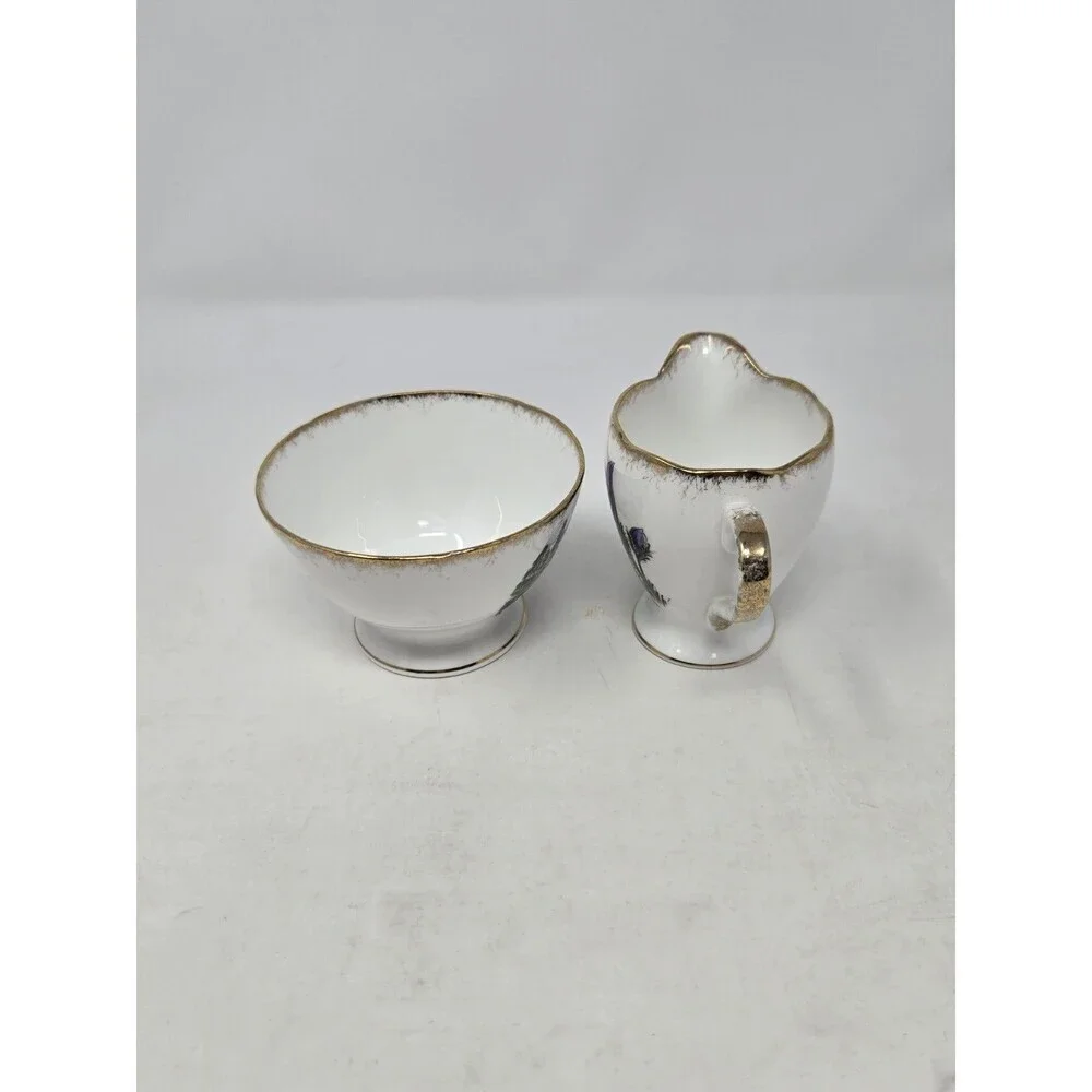 VINTAGE GLADSTONE CREAMER SUGAR BOWL BONE CHINA YUKON CANADA COLLECTIBLE FLOWER